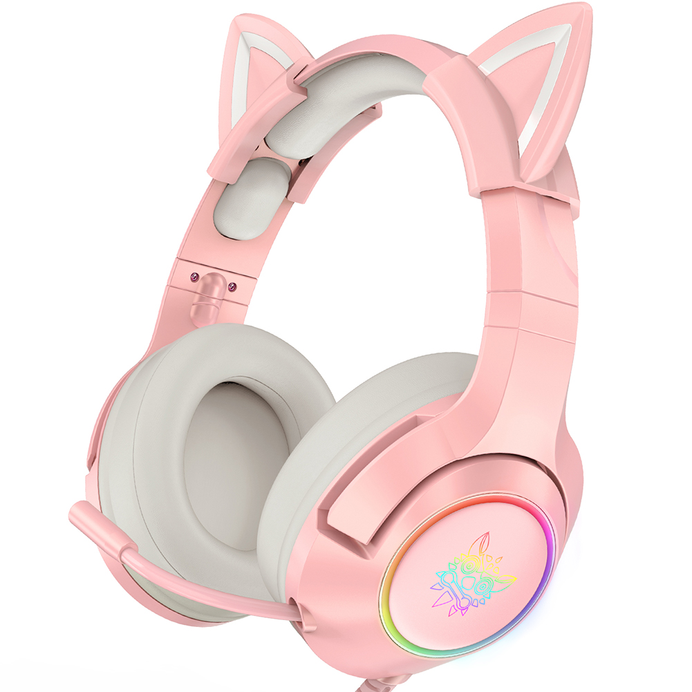 Onikuma K9 Gaming Headset RGB Cat Ear Led Light Head-mounted Wired Headphones with Retractable Rotating Microphone