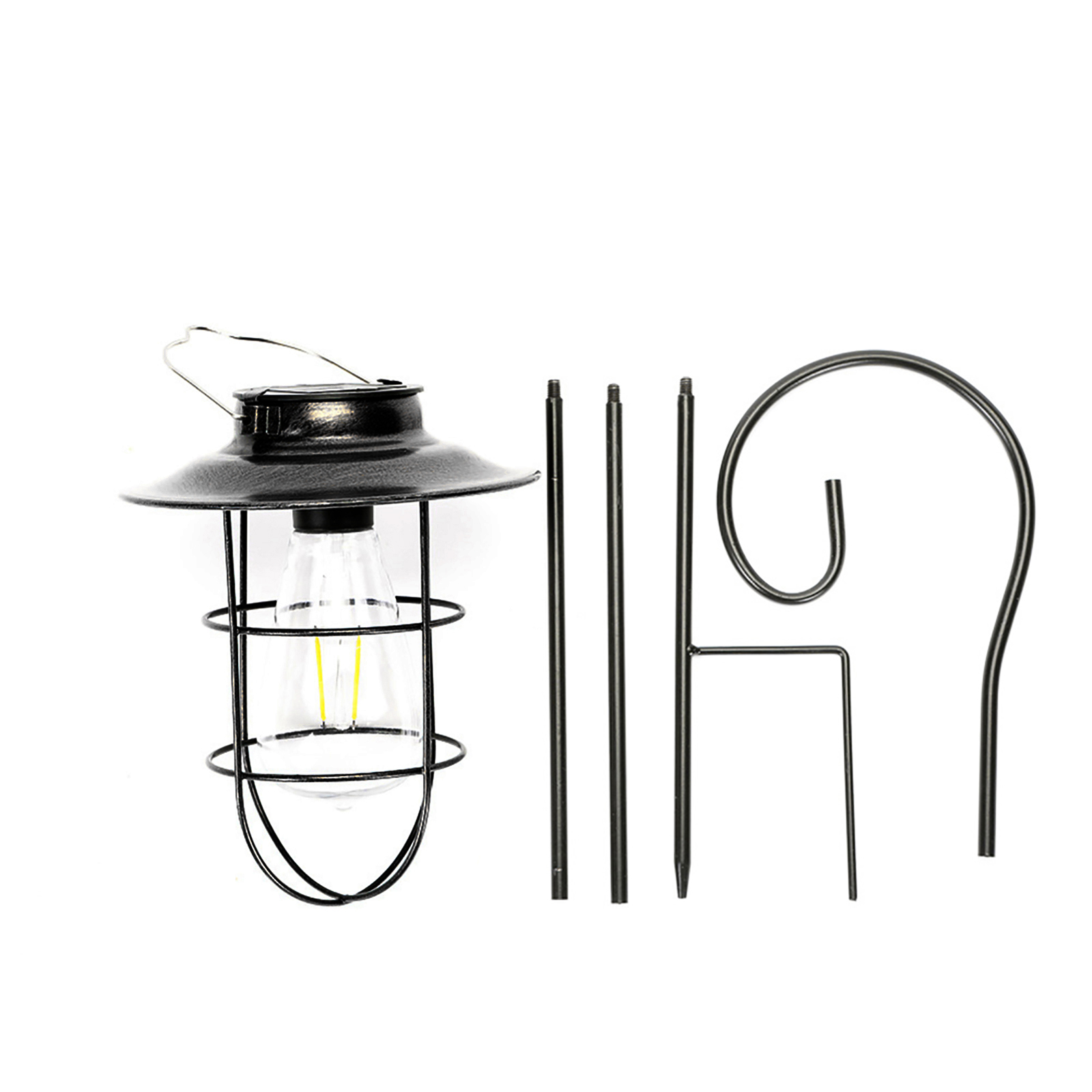 Outdoor Solar Lantern Lamp IP44 Waterproof Vintage Metal Solar Lights With Tungsten Bulb For Patio Garden Decor