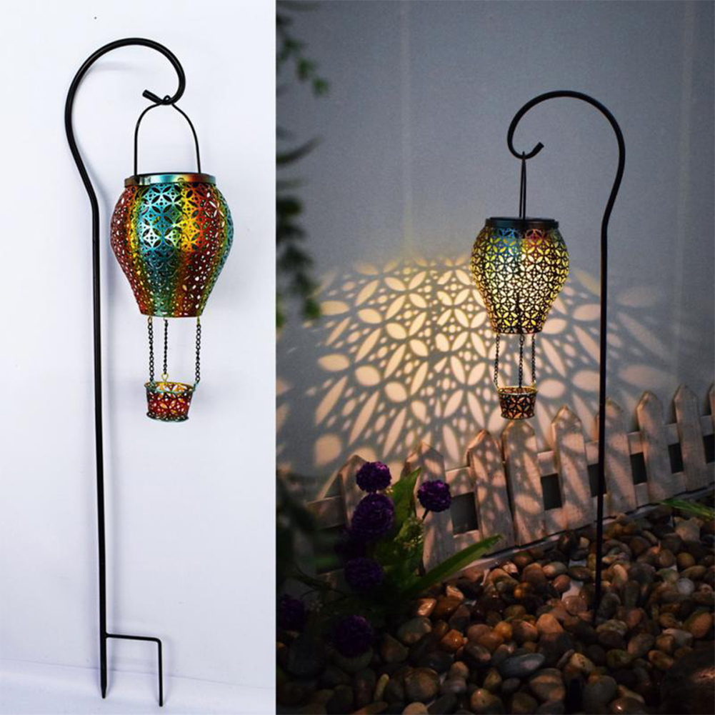 Outdoor Solar Led Garden Lamp Hollow Hot Air Balloon Lanterns Landscape Buried Lamps Colorful