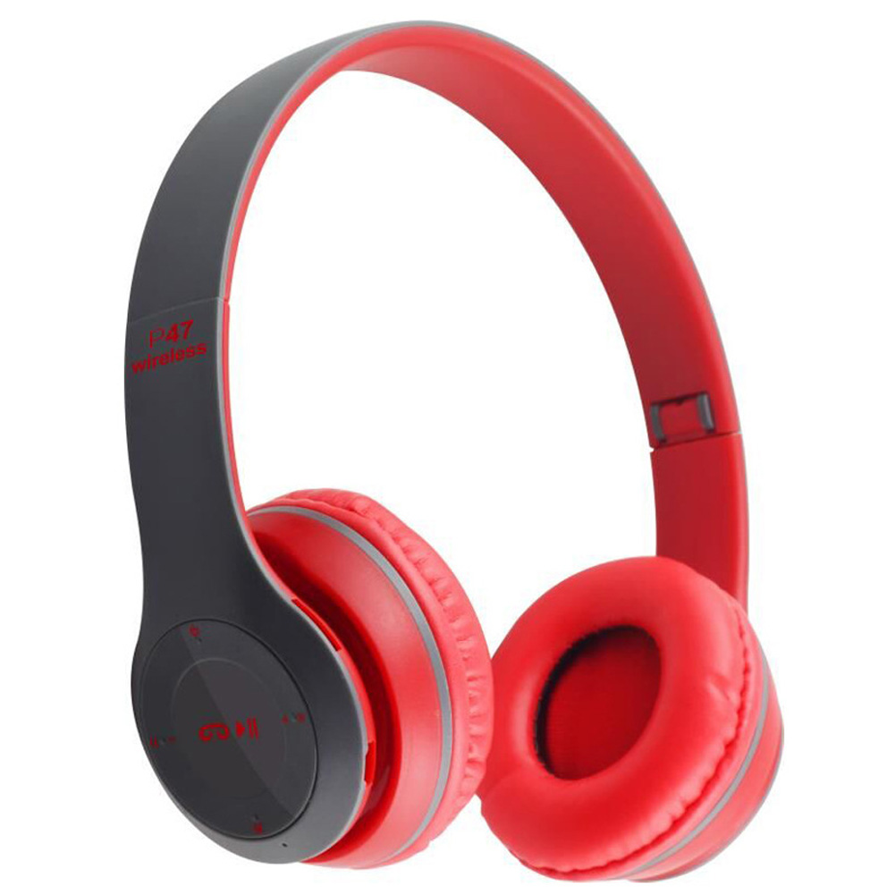 P47 Wireless Bluetooth Headphone Subwoofer Music Headset Head-mounted Sports Gaming Earphones blue