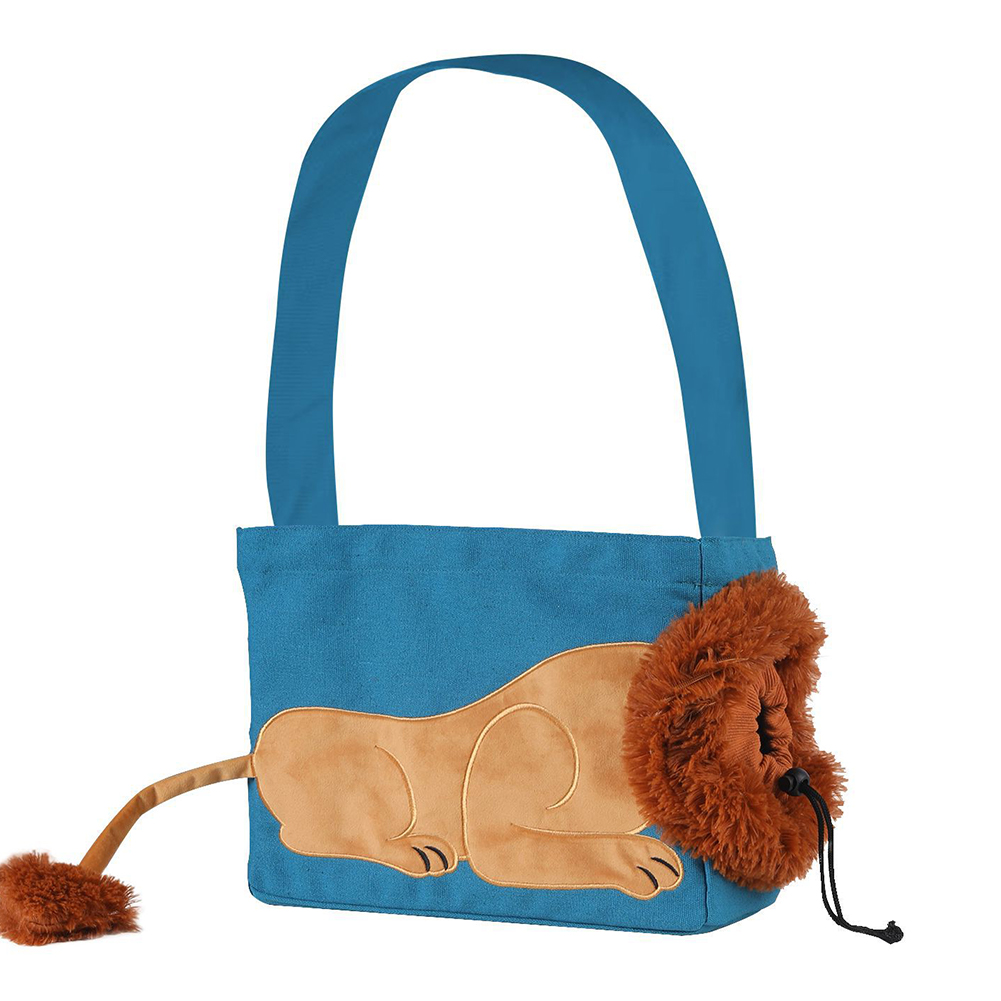 Pet Canvas Shoulder Carrying Bag Lion-Shaped Cat Carrier Portable Reusable Tote Chest Bag For Small Dogs Cats Pet Supplies