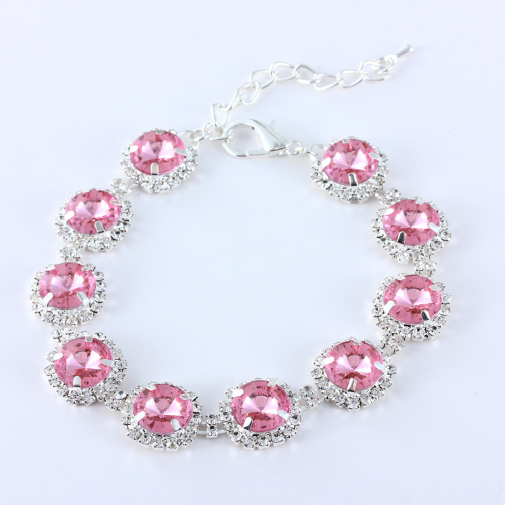 Pet Dog Bling Shiny Necklace Ornament Luxury Crystal Rhinestone Collar For Wedding Accessories pink M