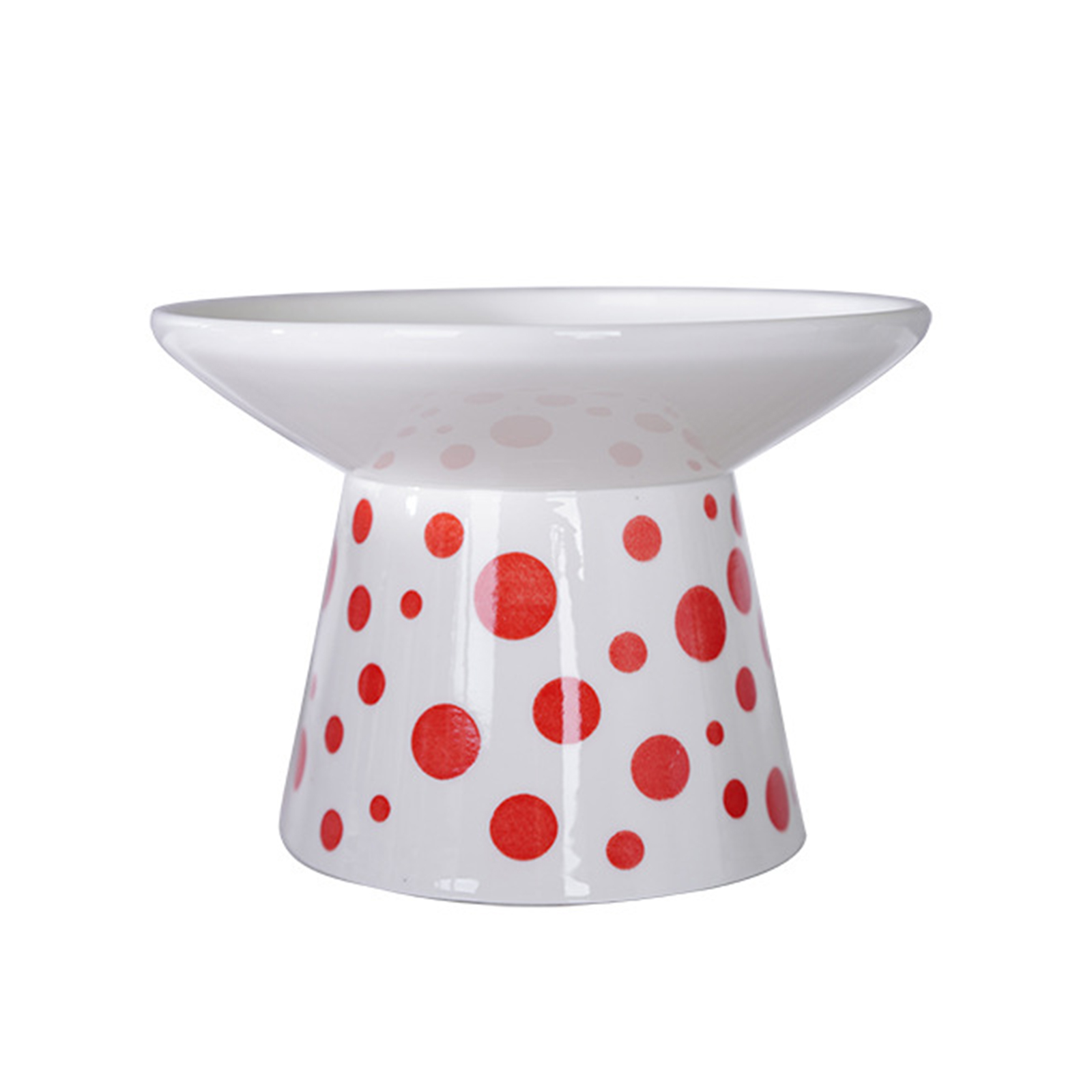 Pet Feeding Bowls With Polka Dots Pattern Neck Protection Anti Vomiting Stress Free Ceramic Bowl Food Dispenser