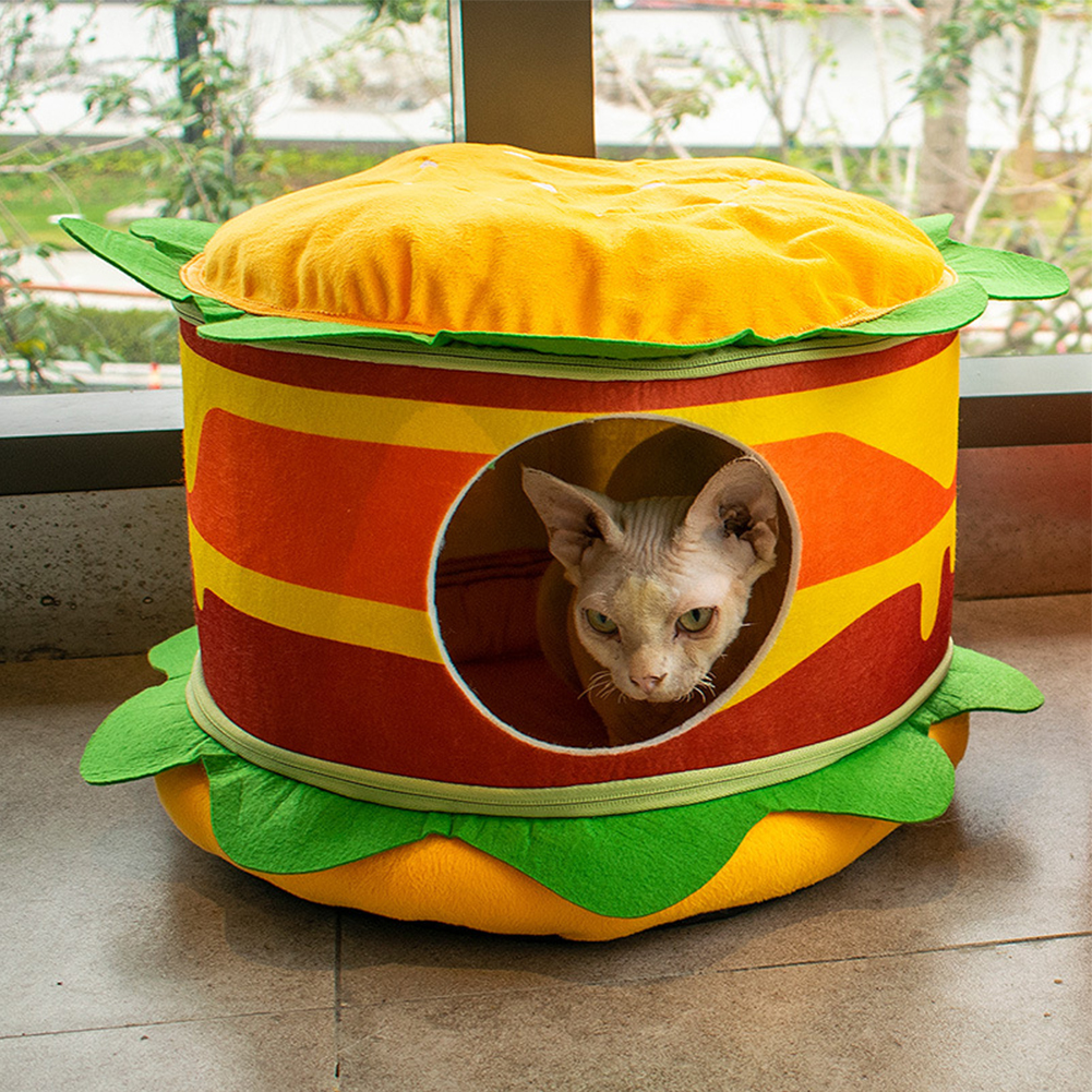 Pets Cat Warm Cave Cushion Hamburg French Fries Shaped Sleeping Bed Sleeping Bed Pet Supplies Accessories fries