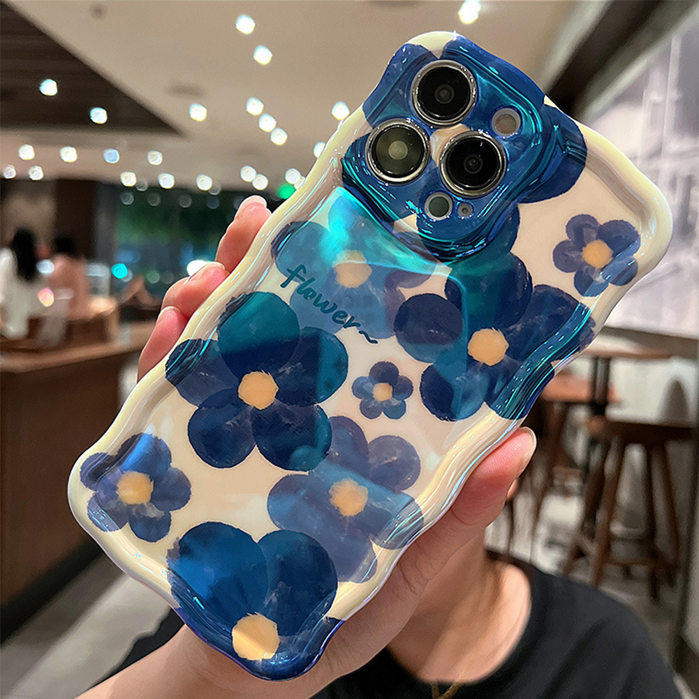 Phone Case Watercolor / Oil Painting Flowers For Iphone Series Protective Cover watercolor blue 14 Pro
