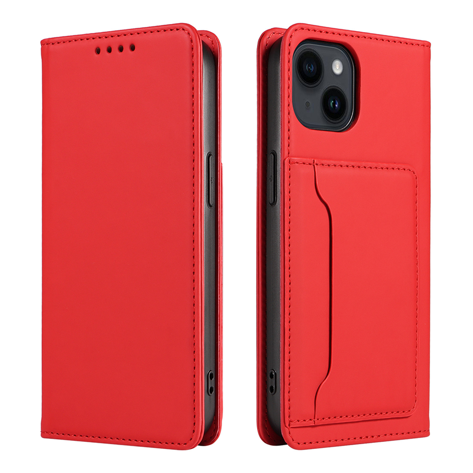 Phone Protection Case Shockproof Cover With Card Slot Mobile Phone Protective Skin Precise Hole Position For IPhone 15 red iPhone 15 plus