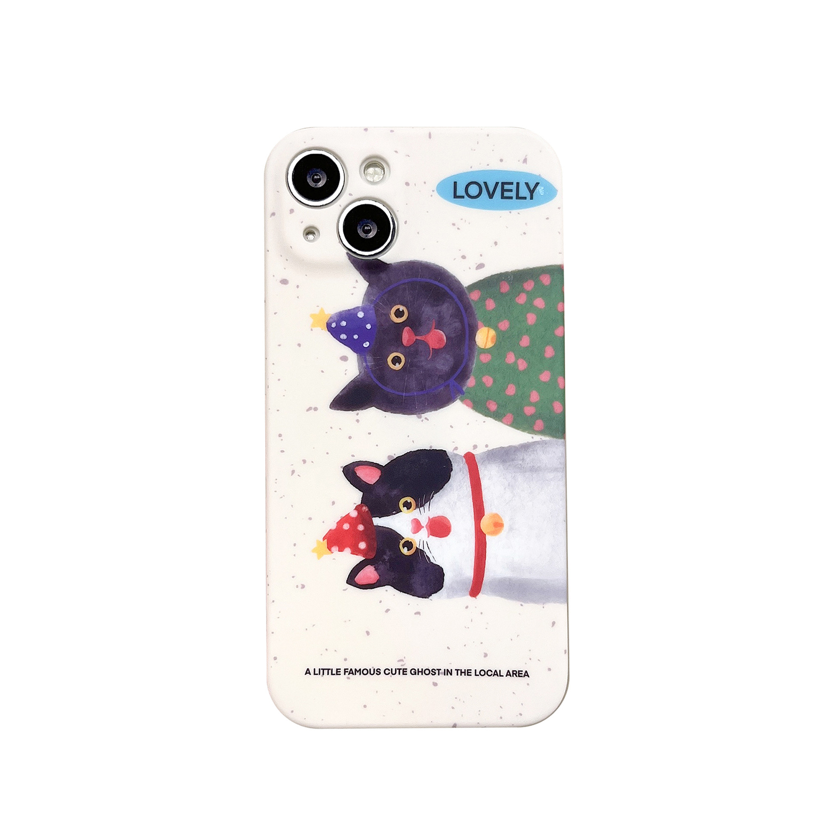Phone Protection Case Cartoon Funny Cat Shockproof Cover Mobile Phone Protective Skin Precise Hole Position Compatible For IPhone 2 Cats in Christmas Hats 15promax