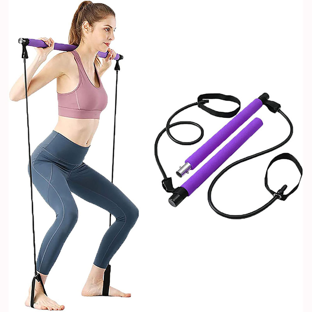 Pilates Bar With Resistance Bands Kit Portable Pilates Bar Stick Home Workout Pilate Bar For Gym Fitness