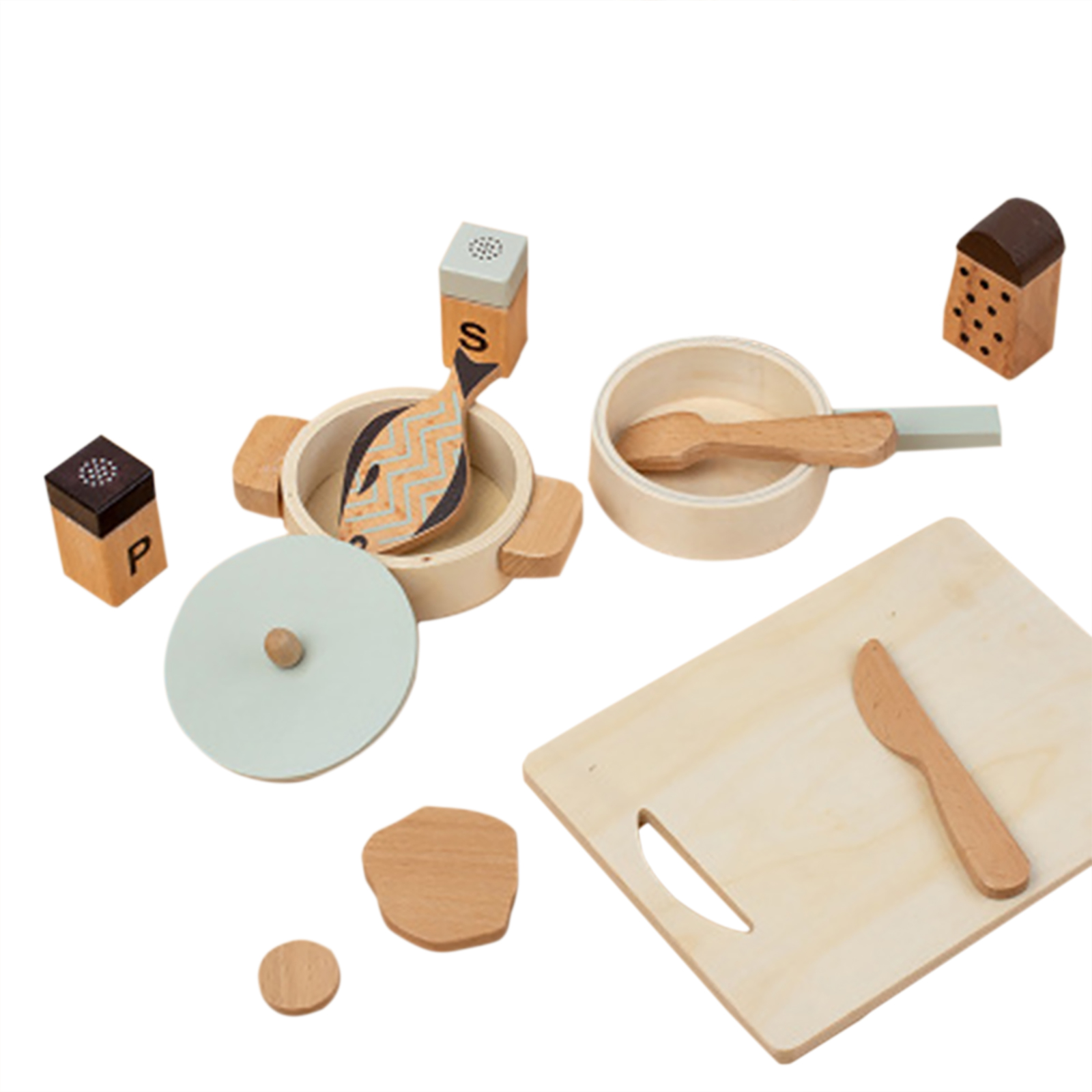 Play Kitchen Accessories Wooden Kitchen Cookware Pots Pans Cooking Playset Sensory Toys For Toddlers Girls Boys