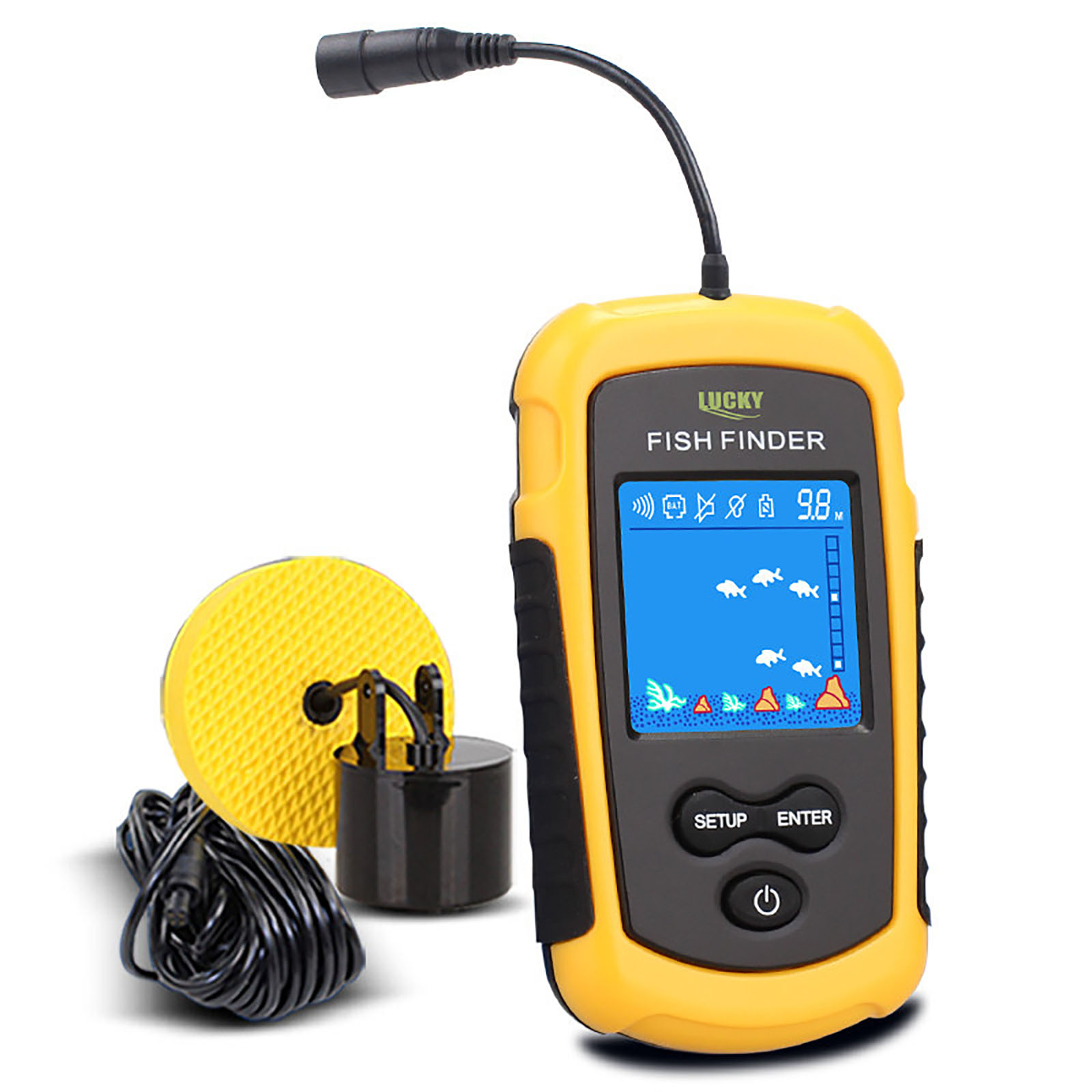 Portable Color Screen Fish Finder Handheld Sonar Ice Fishing Fish Finder Underwater Smart Detector English Version