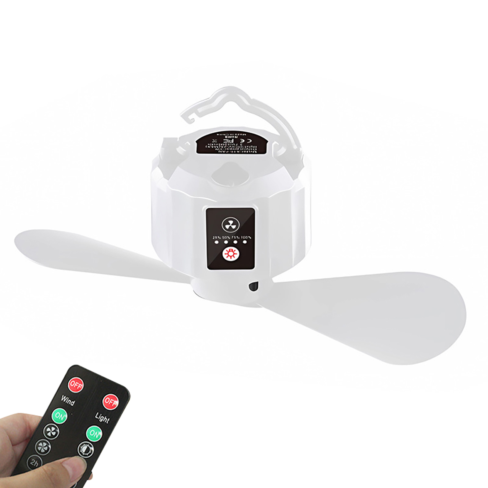 Portable Electric Fan Remote Control USB Air Cooling Fan Camping Ceiling Fan with LED Night Light