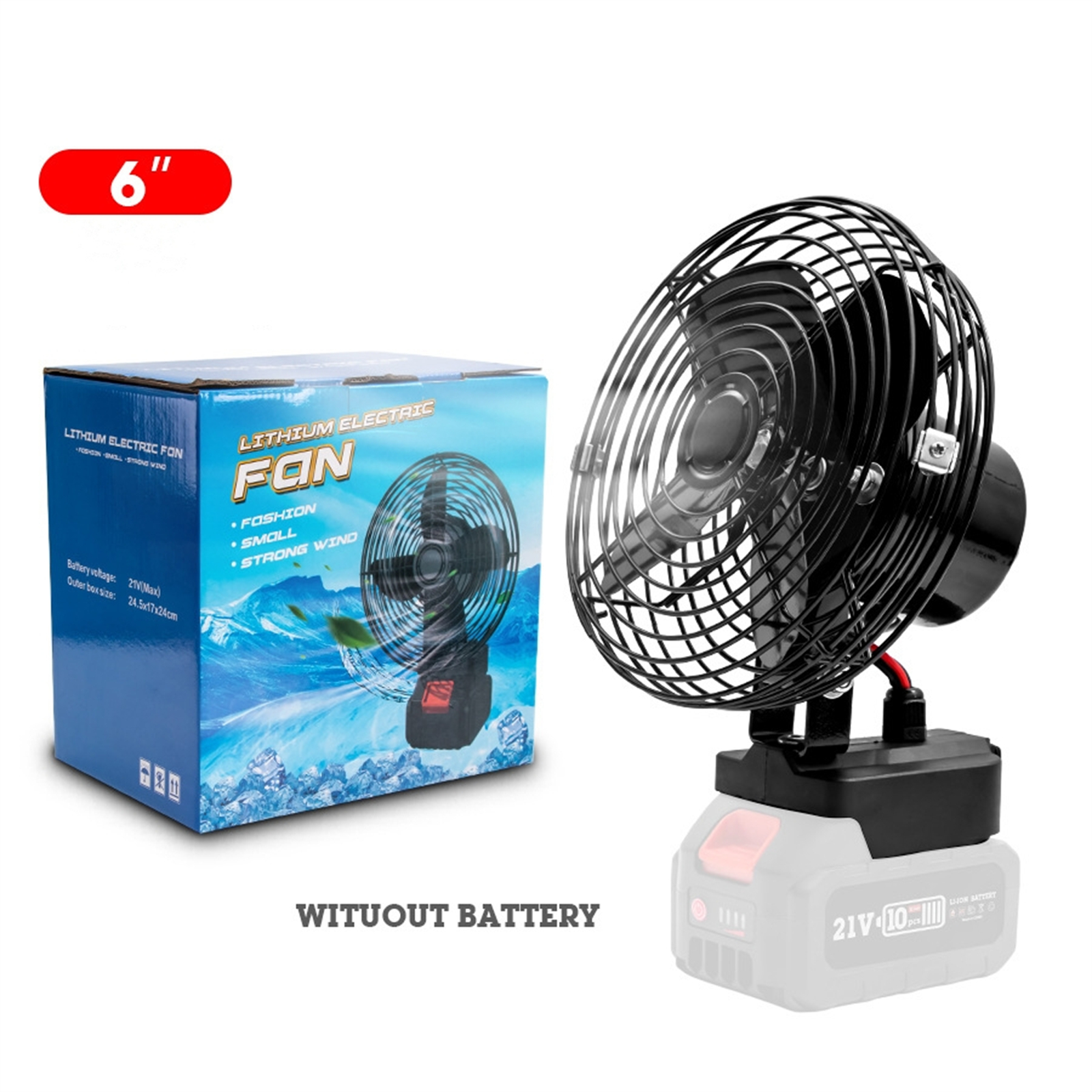 Portable High-power Fan 2 Level Adjustable for Makita 21v Lithium Battery