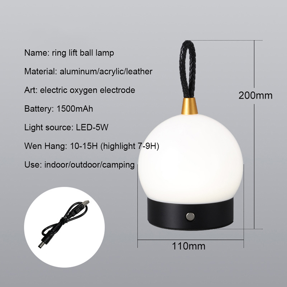 Portable Outdoor Camping Atmosphere Light Charging Table Lamp Bedroom Bedside Night Lights with Handle Black