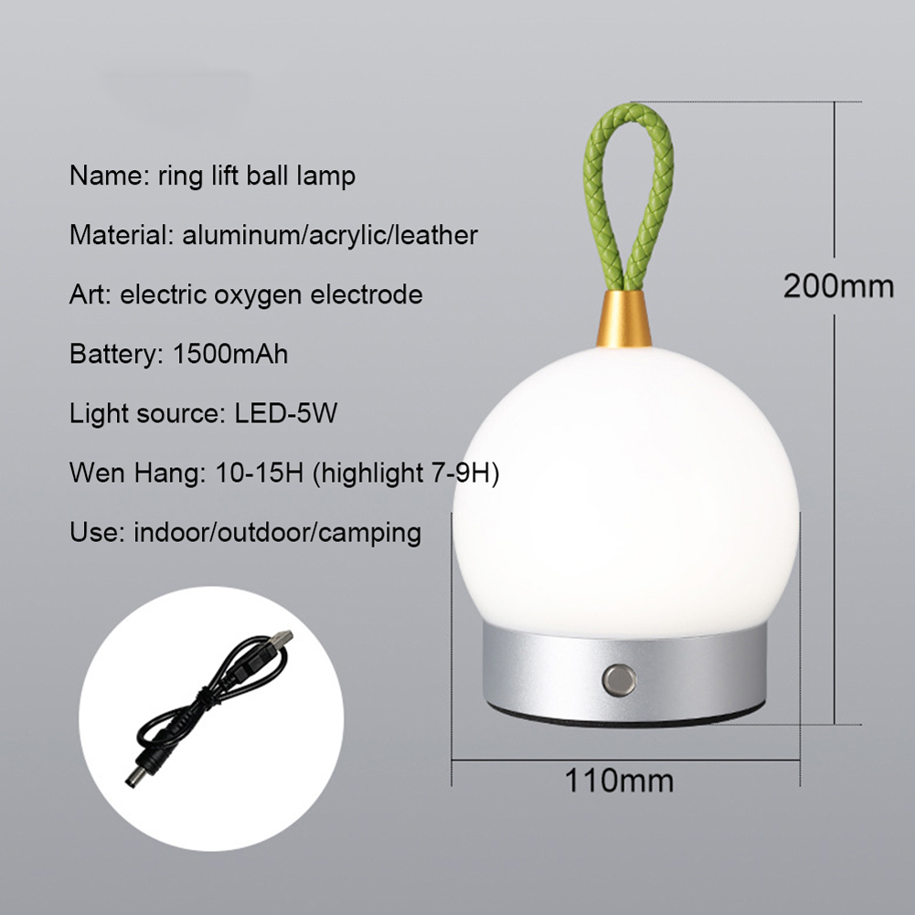 Portable Outdoor Camping Atmosphere Light Charging Table Lamp Bedroom Bedside Night Lights with Handle Black