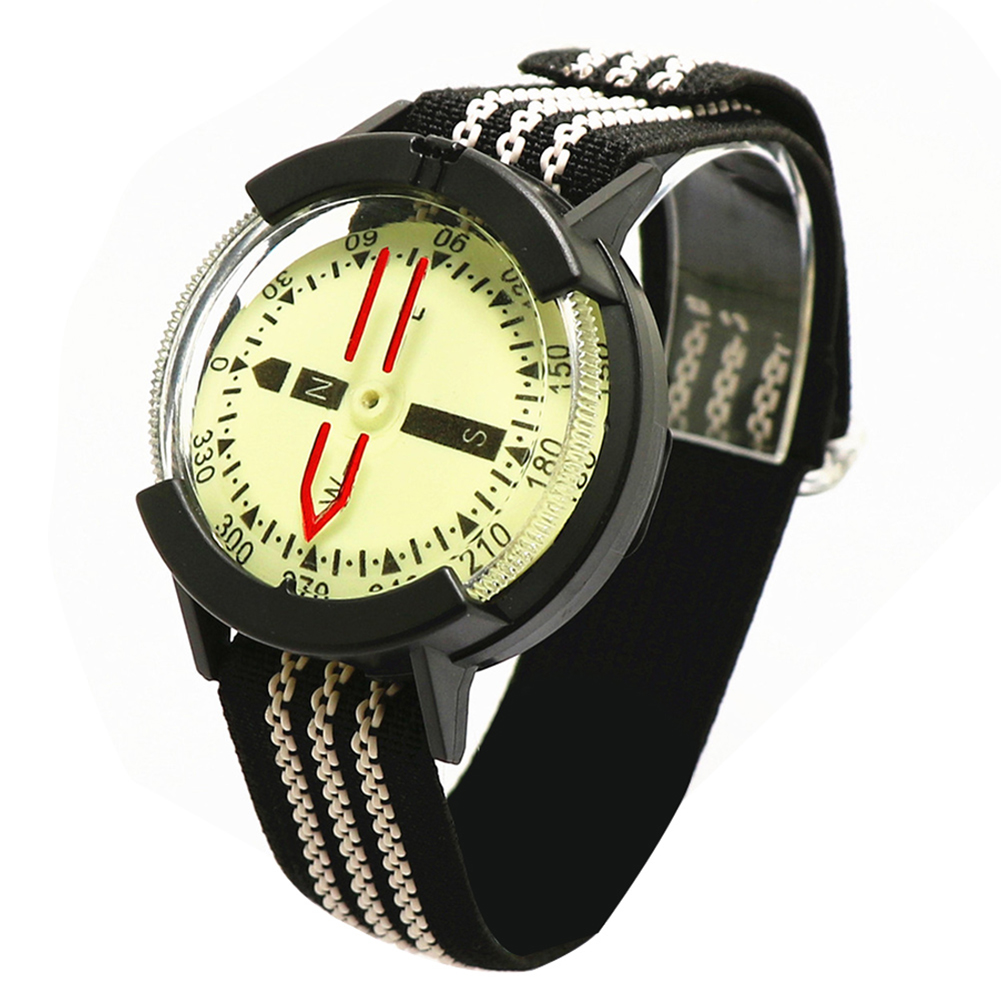 Professional Outdoor Diving Compass Retractable Strap Strong Magnetic Luminous Wristwatch Compass Camping Tool