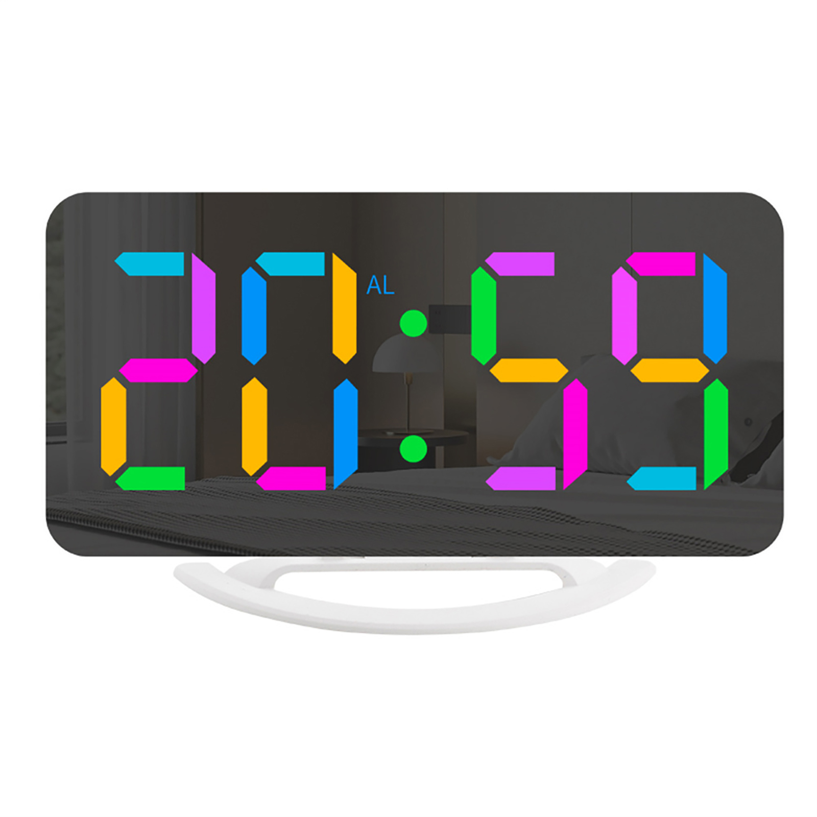 RGB Digital Alarm Clock With 11 Color Modes 3 Level Brightness 2 USB Ports LED Mirror Clock For Bedroom Home Office Desk Decor