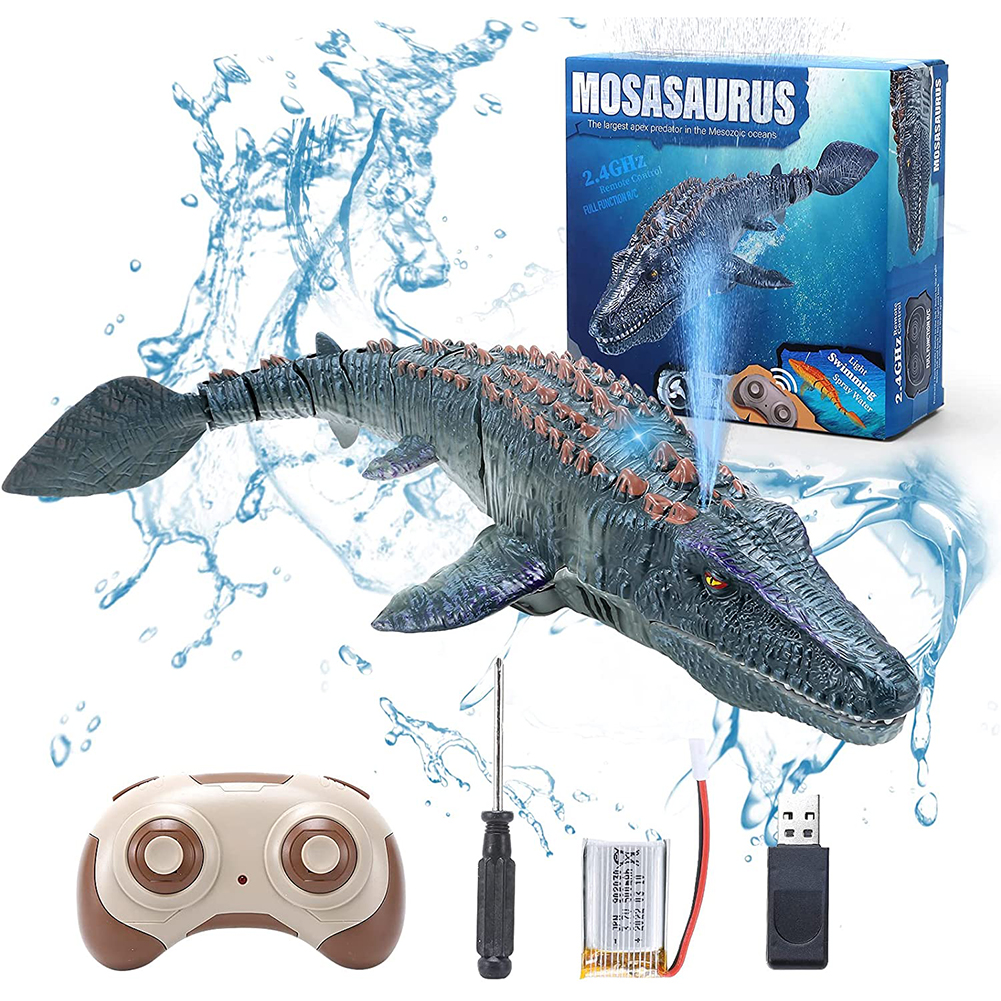 Remote Control Dinosaur Diving Toys RC Boat with Light Spray Water Kids Toy