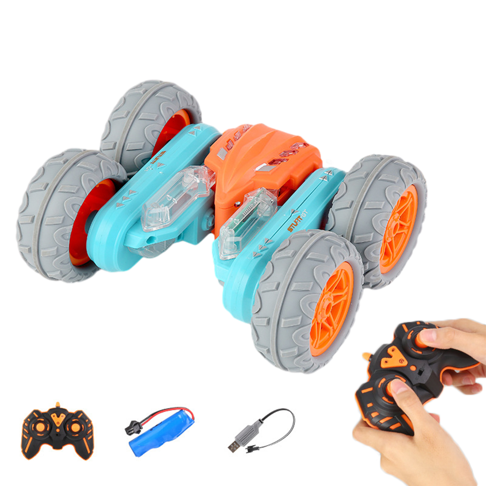 Remote Control Stunt Car Double-Sided 360° Rotating Tumbling Twisting Car With Light Music 2.4G Rechargeable RC Car For Boys Gifts