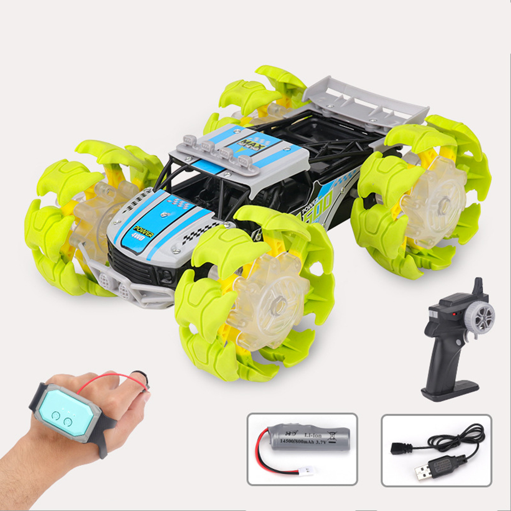 Remote Control Climbing Car Gesture Sensor Off-road Vehicle 4wd Alloy Stunt Car C500 Green with single RC