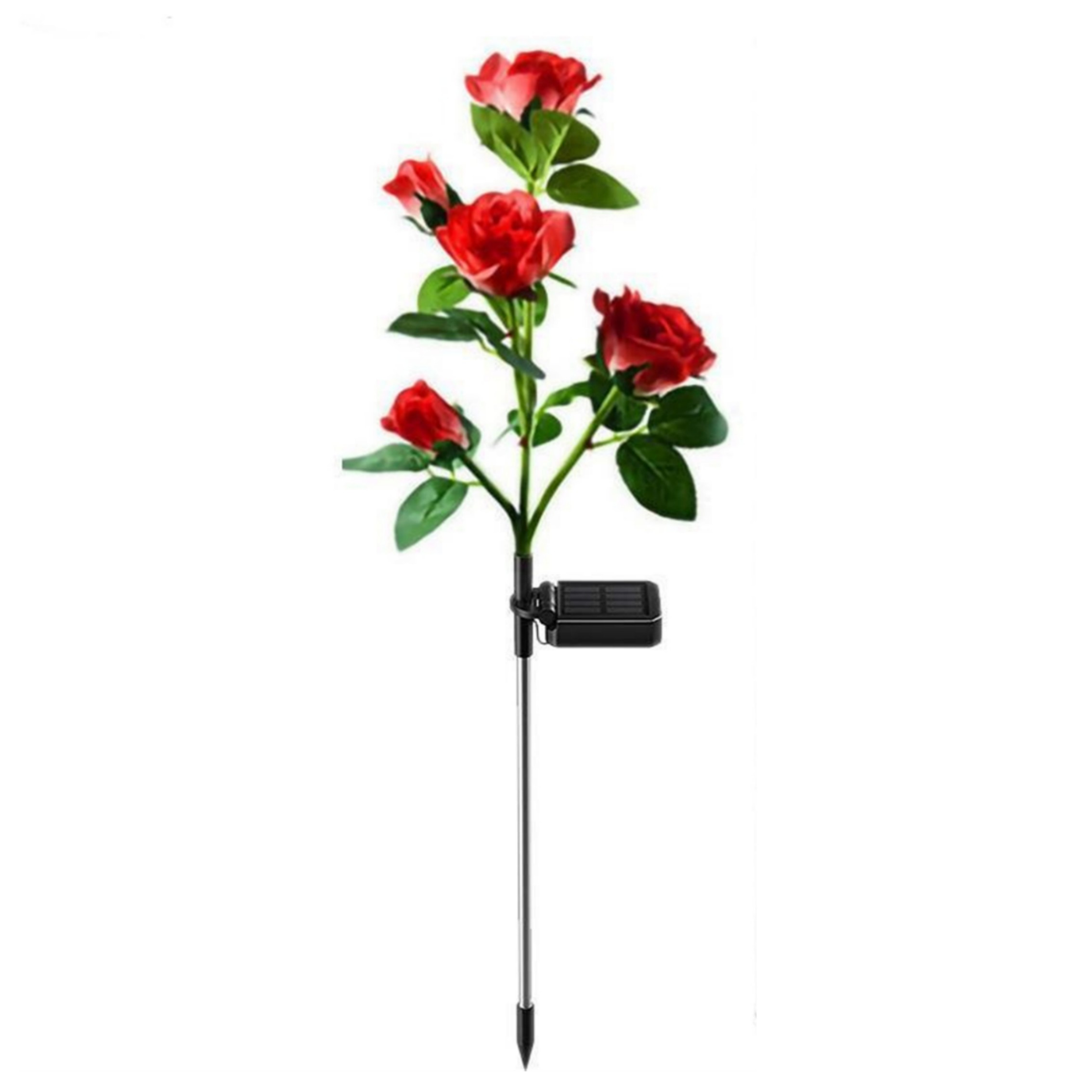 Solar 5 Heads Rose Lamp Outdoor Waterproof Simulation Rose Flower Lawn Decorative Lamp For Garden Yard Patio Decoration