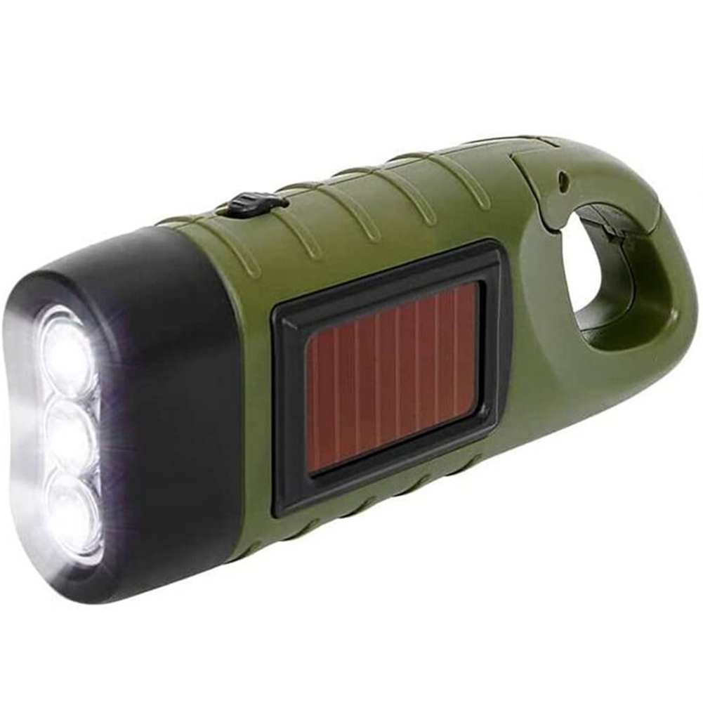 Solar Hand Press Crank Flashlight Portable Rechargeable Ergonomic Design Torch Camping Lamp Multi-function