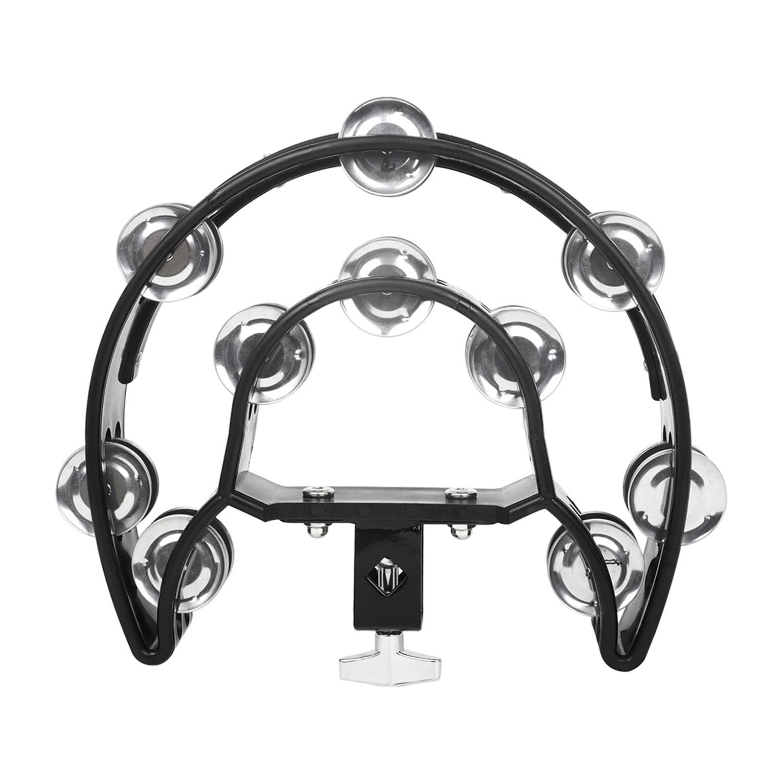 Tambourine Metal Jingles Percussion Instrument Hand Held Tambourines Bell With Clip-on Holder For KTV Party