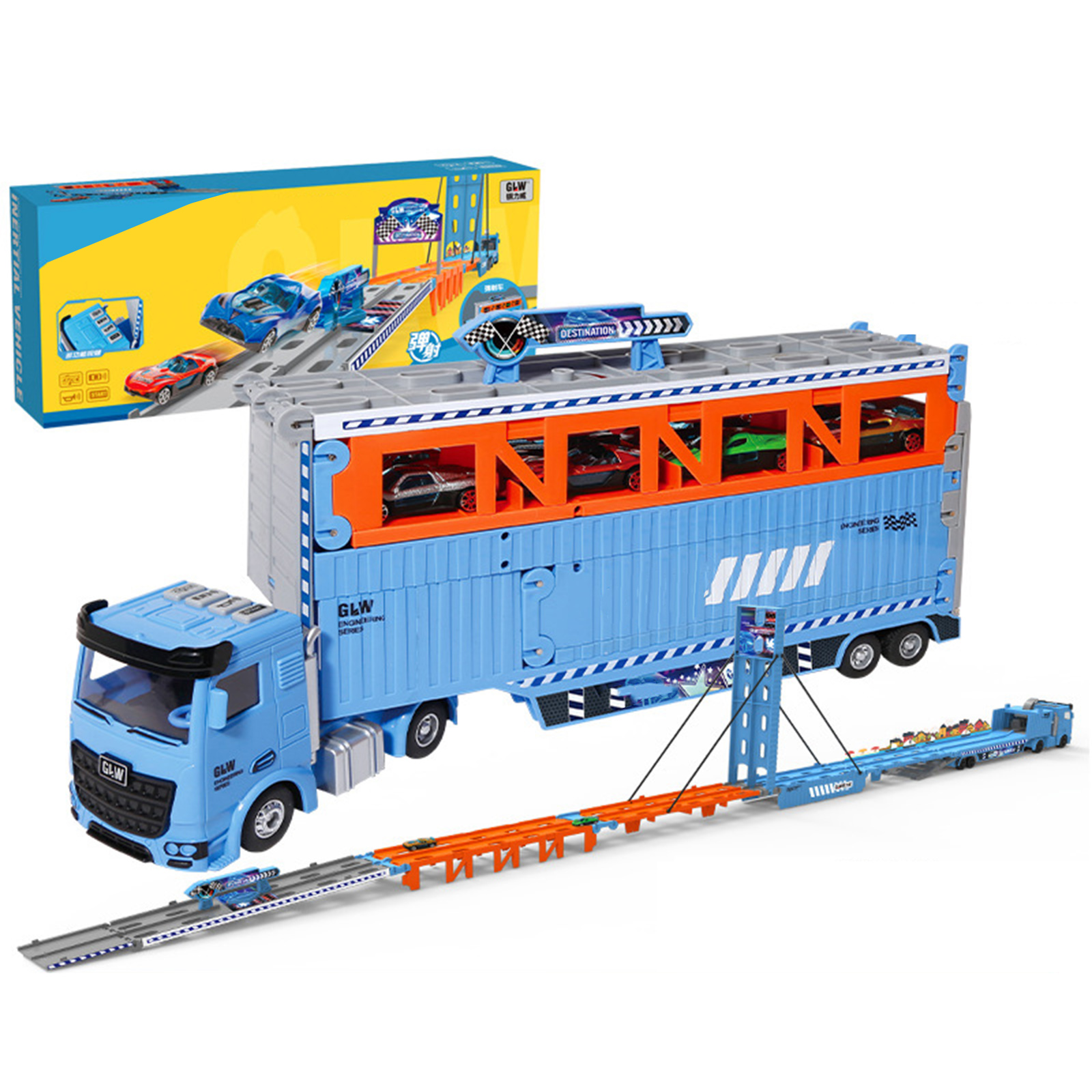 Transport Carrier Truck Car Toy With Mini Cars Catapulting Transporter Truck Play Set Birthday Gifts Gifts For Boys Girls