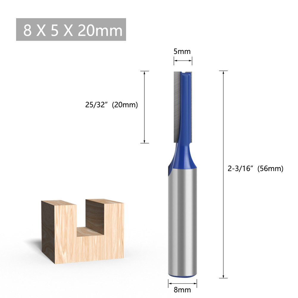 Tungsten Steel Alloy 8mm Shank Double Blades Straight Milling Tool