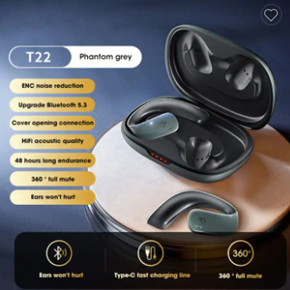 Tws Wireless Bluetooth Headphones Touch Control Ear Clip Bone Conduction Noise Reduction Headset