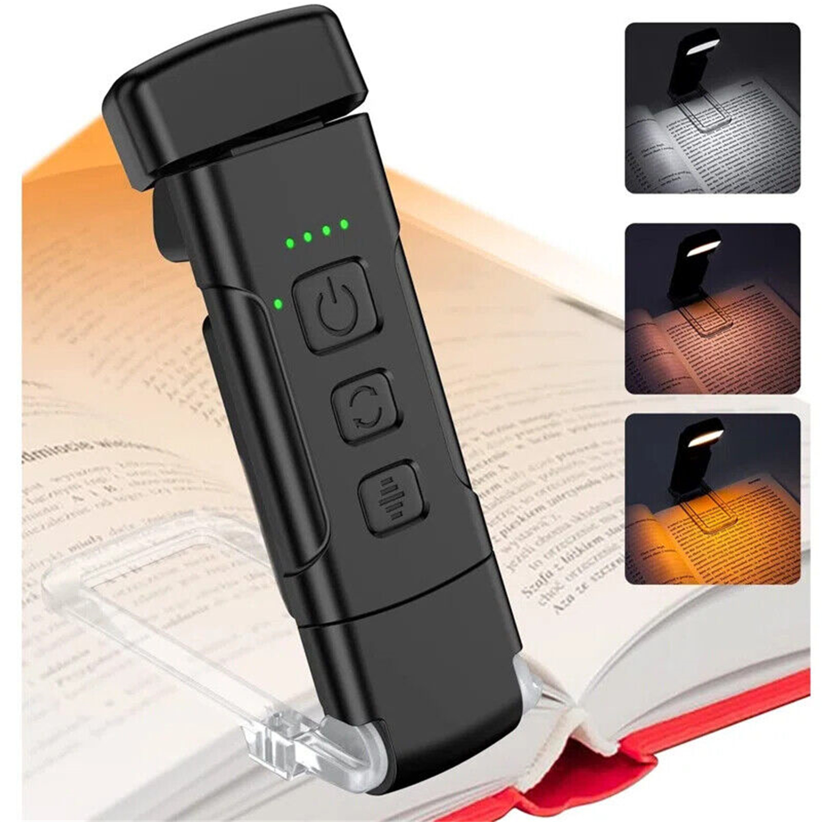 USB Rechargeable Book Light For Reading In Bed Car, Portable Clip-on LED Reading Light With USB Charging Cable 3 Colors And 5 Brightness Reading Light For Book Lovers Kids Book Night Light milky