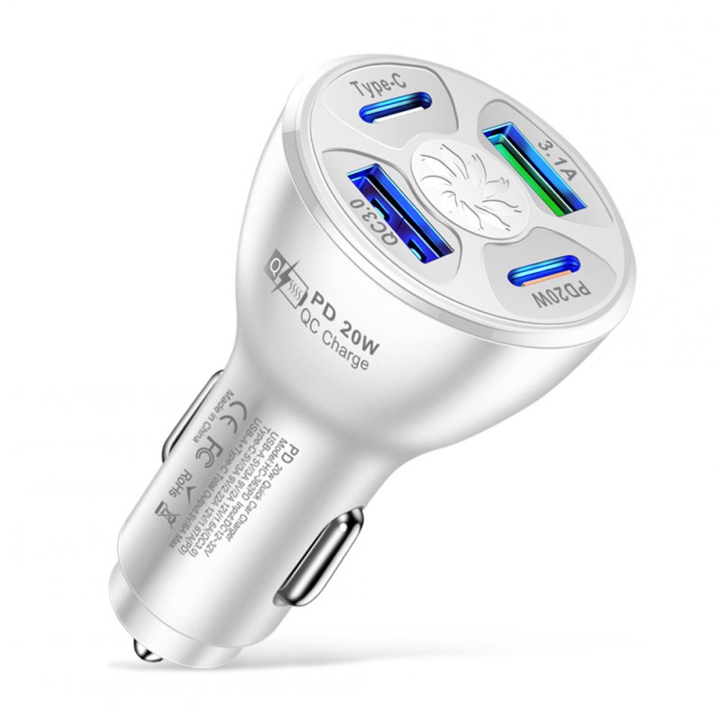 Usb Car Charger Fast Charging Adapter 20w Pd Qc3.0 Type 3.1a 2usb Multi-functional Multi-port Charger