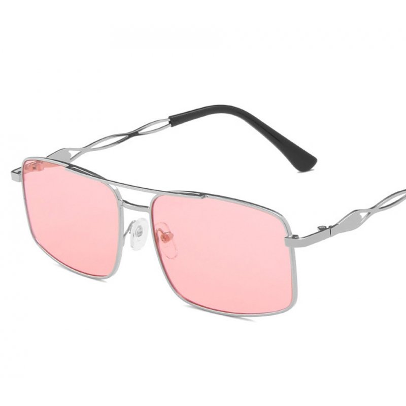 Vintage Beach Sunglasses For Women Fashion Elegant Square Frame Glasses For Cycling Driving silver + pink