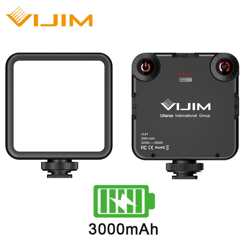Vl81 3200k-5600k 850lm 6.5w Led Video Light With Cold Shoe Mini Vlog Fill Light 3000mah Battery Fill Light