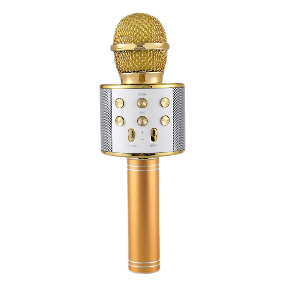 WS858 Mobile Phone Karaoke Microphone Wireless Bluetooth Capacitor Microphone Audio rose gold Karaoke microphone