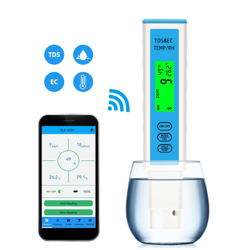 Water Tester Smart Bluetooth-compatible Control TDS / EC / Temperature / Humidity Meter High-precision Test Meter