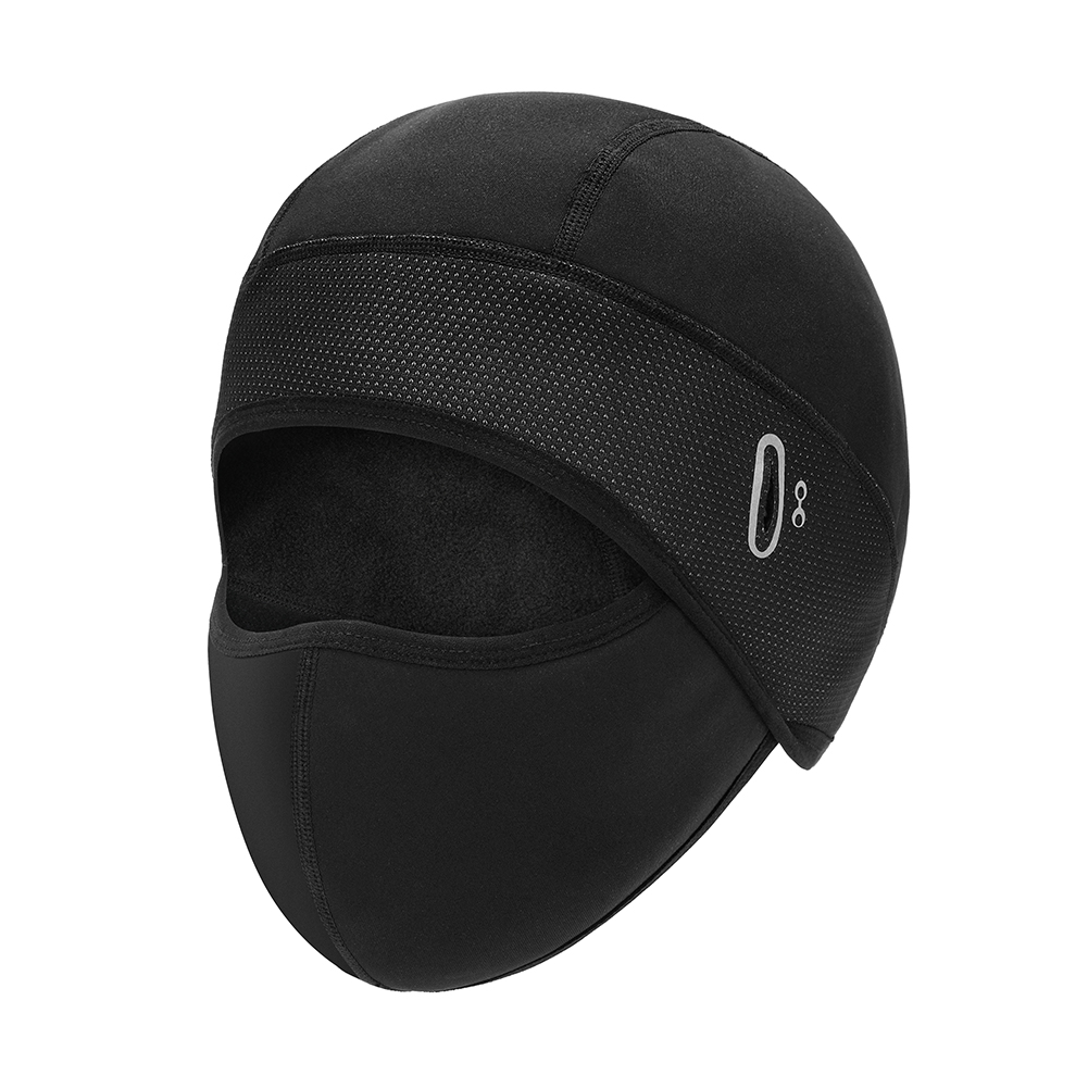 Winter Cycling Hat with Face Cover Warm Breathable Windproof Headwear Double-sided Polar Fleece Hat Pullover Cap Black