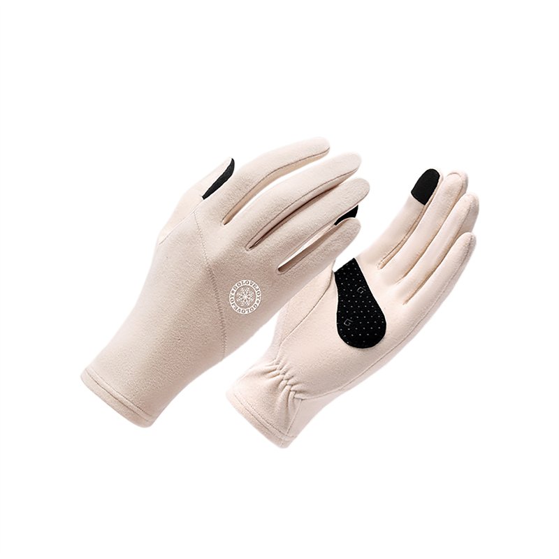 Winter Gloves Women Ski Gloves DY46 Liners Thermal Warm Touch Screen For Cycling Running Driving Hiking Walking Beige One