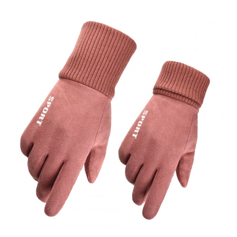 Winter Suede Warm Gloves For Men Women Thermal Thickened Full Finger Gloves For Outdoor Sports Cycling Women blue-green One size