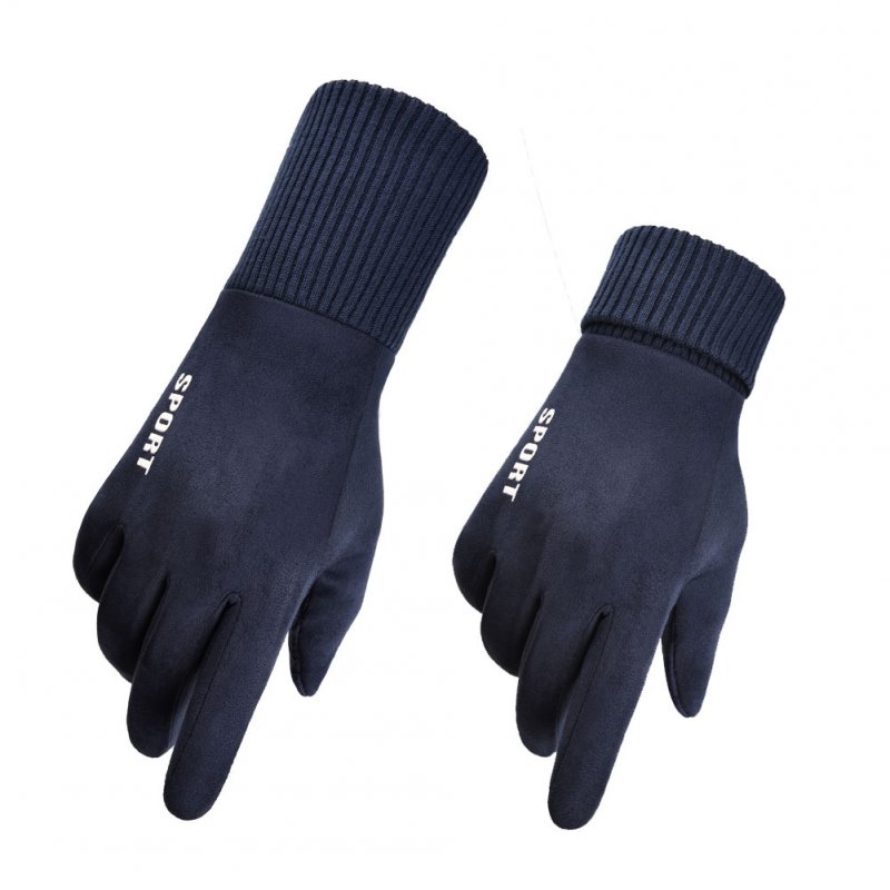 Winter Suede Warm Gloves For Men Women Thermal Thickened Full Finger Gloves For Outdoor Sports Cycling Women blue-green One size