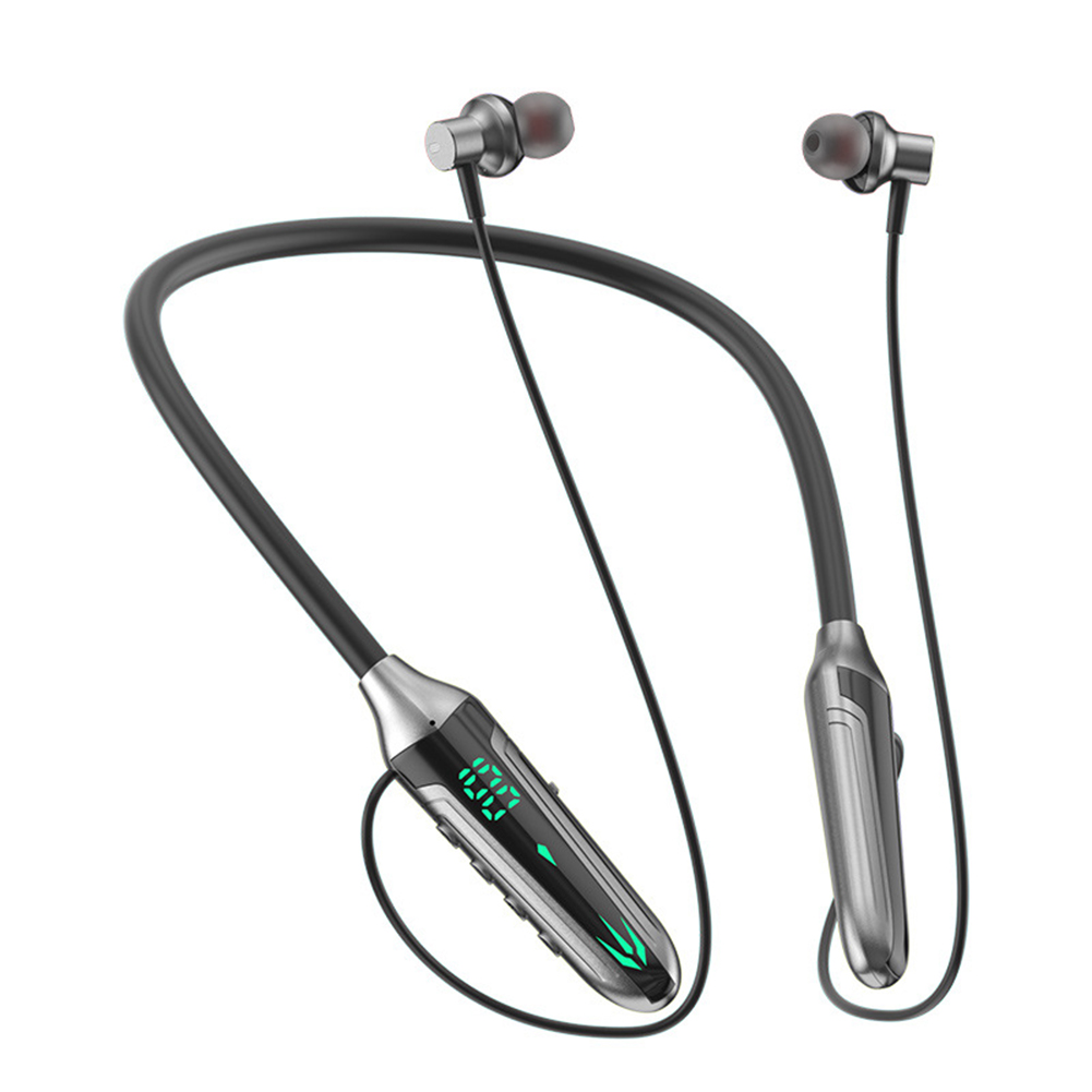 Wireless Bluetooth Headphones Neck-hanging Type Digital Display Headset Low-latency Gaming Earphone