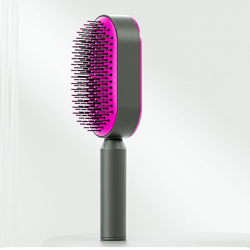 Women Air Cushion Massager Brush Household Painless Self Cleaning Hair Brush Shaping Comb with Anti-slip Handle Big Red