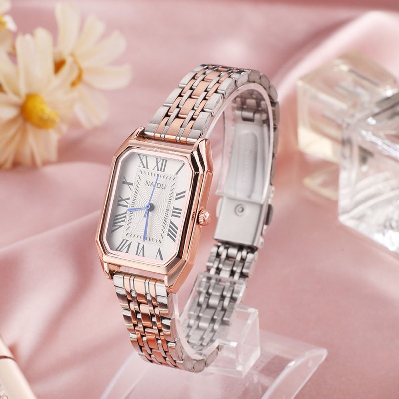 Women Square Dial Wrist Watch with Stainless Steel Band Fashion Quartz Watch