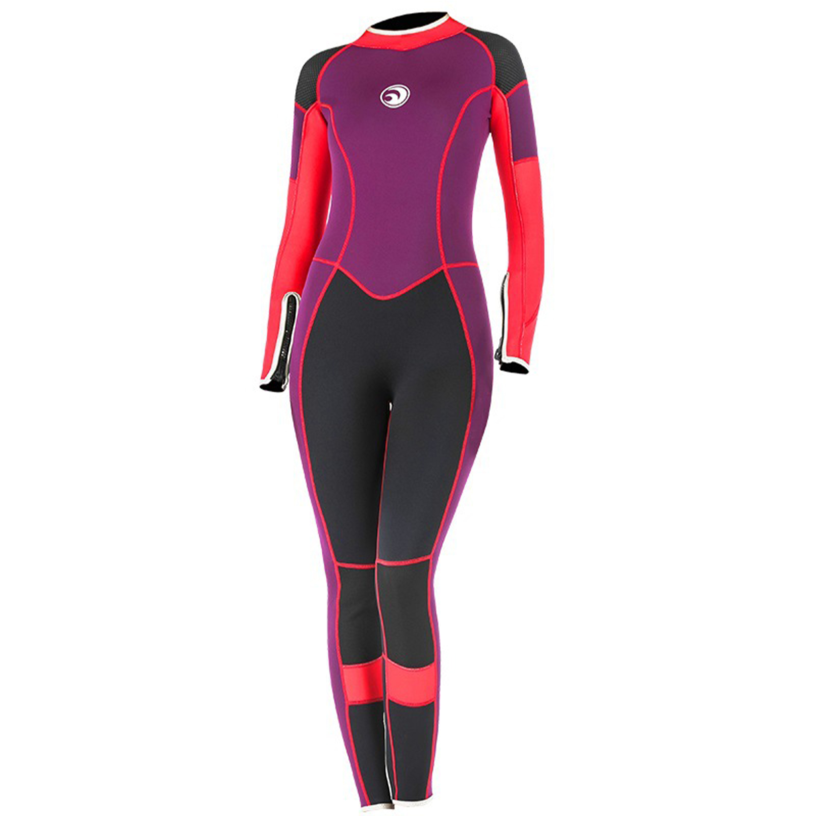 Women’s 3MM Full Body Wetsuit Warm Neoprene Swimsuit Full Body Long Sleeves Sunsuit For Snorkeling Kayaking Orange Purple 138 XL