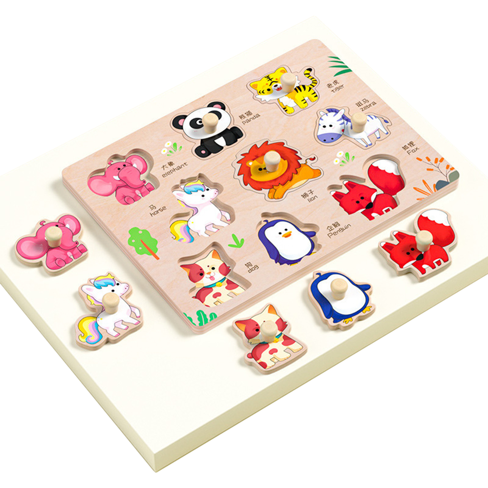 Wooden Puzzles For Toddlers 0-3 Years Old Wooden Peg Animal Traffic Shape Jigsaw Puzzles Early Educational Toys For Kids
