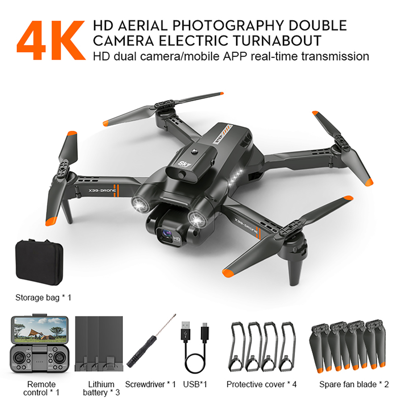 X39 Mini Drone 4k HD Dual Esc Camera Optical Flow Obstacle Avoidance Foldable Quadcopter RC Drone