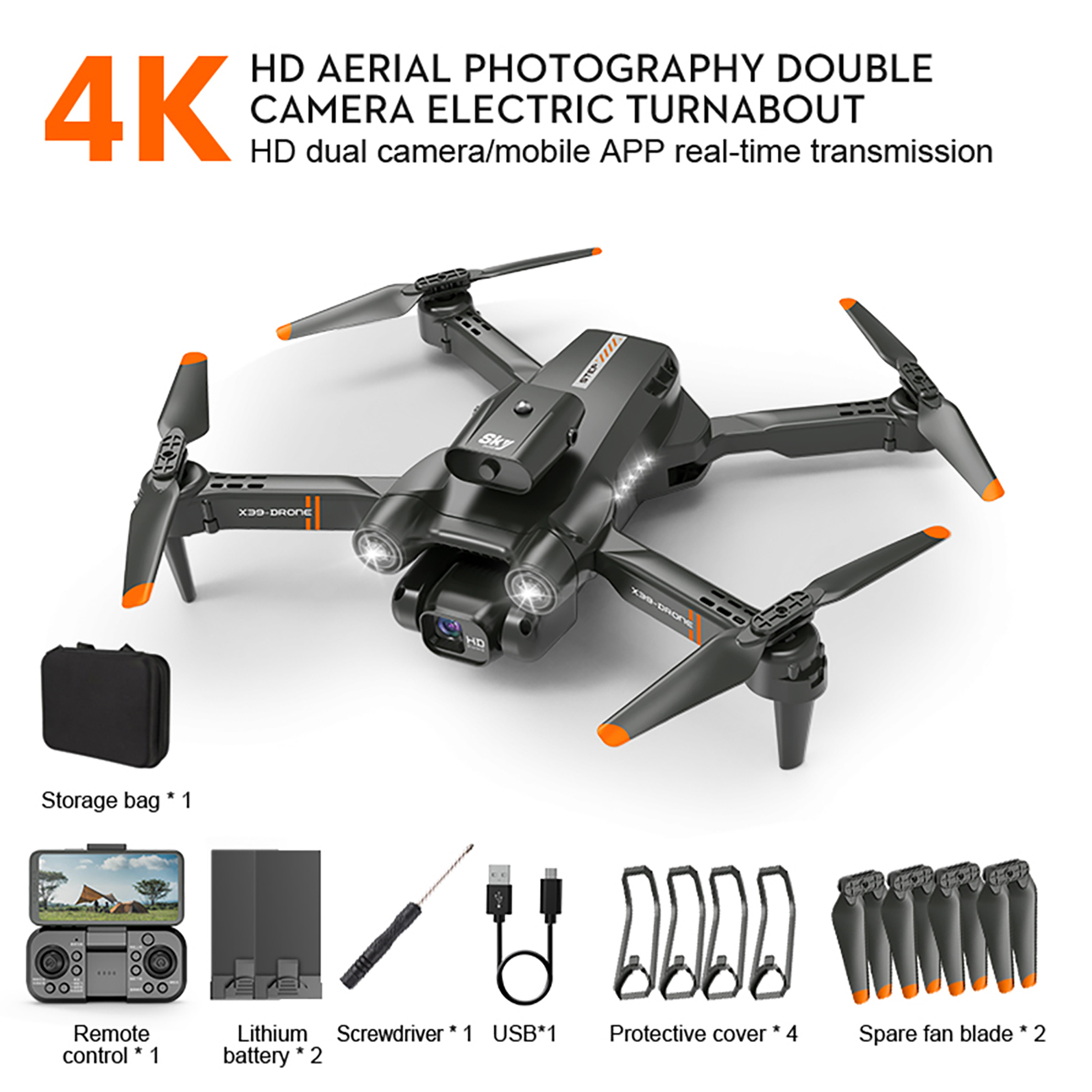 X39 Mini Drone 4k HD Dual Esc Camera Optical Flow Obstacle Avoidance Foldable Quadcopter RC Drone
