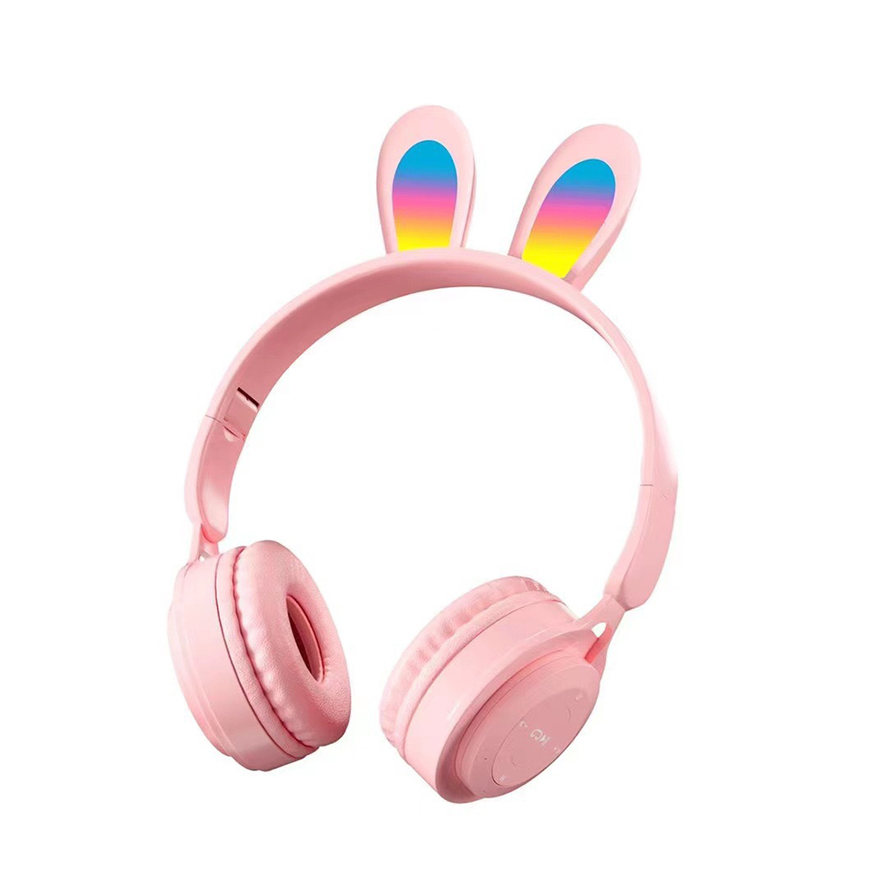 Y08r Wireless Bluetooth Headphones Cute Rabbit Ears Design Touch Control Music Headset Girls Gifts