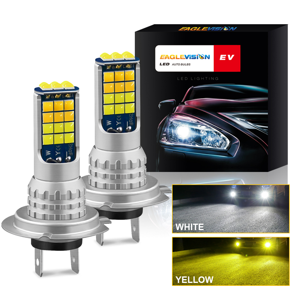 1 Pair Aluminum Car V6 High-brightness Dual-color Fog Lamp Car Light