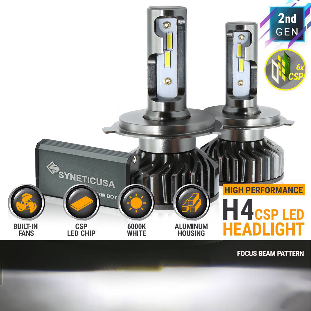 1 Pair Of 9003 H4 Led  Headlight Kit Built-in Fan Super Bright Excellent Heat Dissipation Performance High Low Beam 6000k Light Bulbs