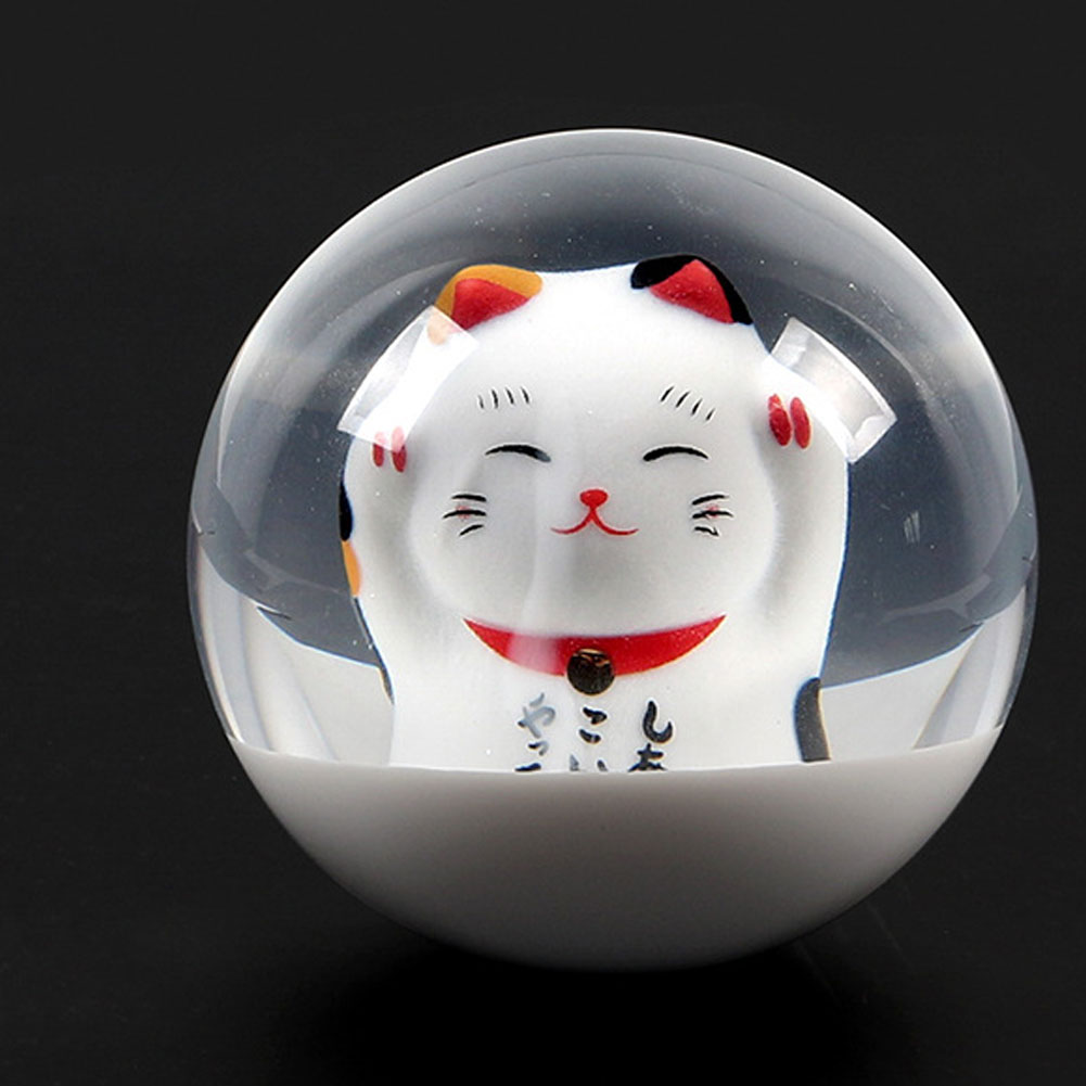1 Set Acrylic Fortune Lucky Cat Round Gear Ball Shift Knob Adapter